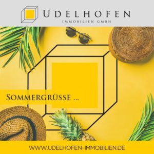 Sommeraccessoires vor gelbem Hintergrund, Udelhofen Immobilien