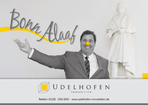 Mann mit Clownsnase, Bonn Alaaf, Udelhofen Immobilien.